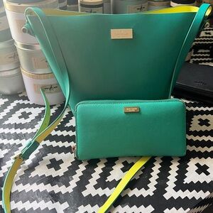 Kate Spade Green and Yellow Crossbody Bag